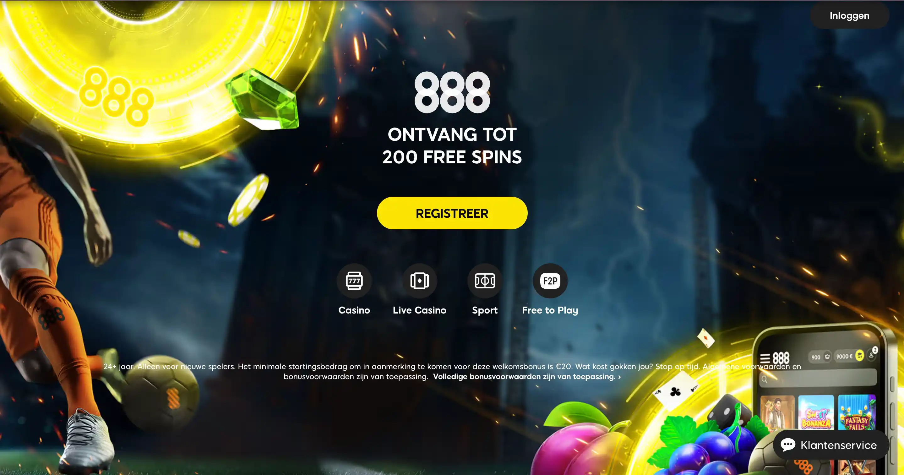 888 Casino interface Nederland