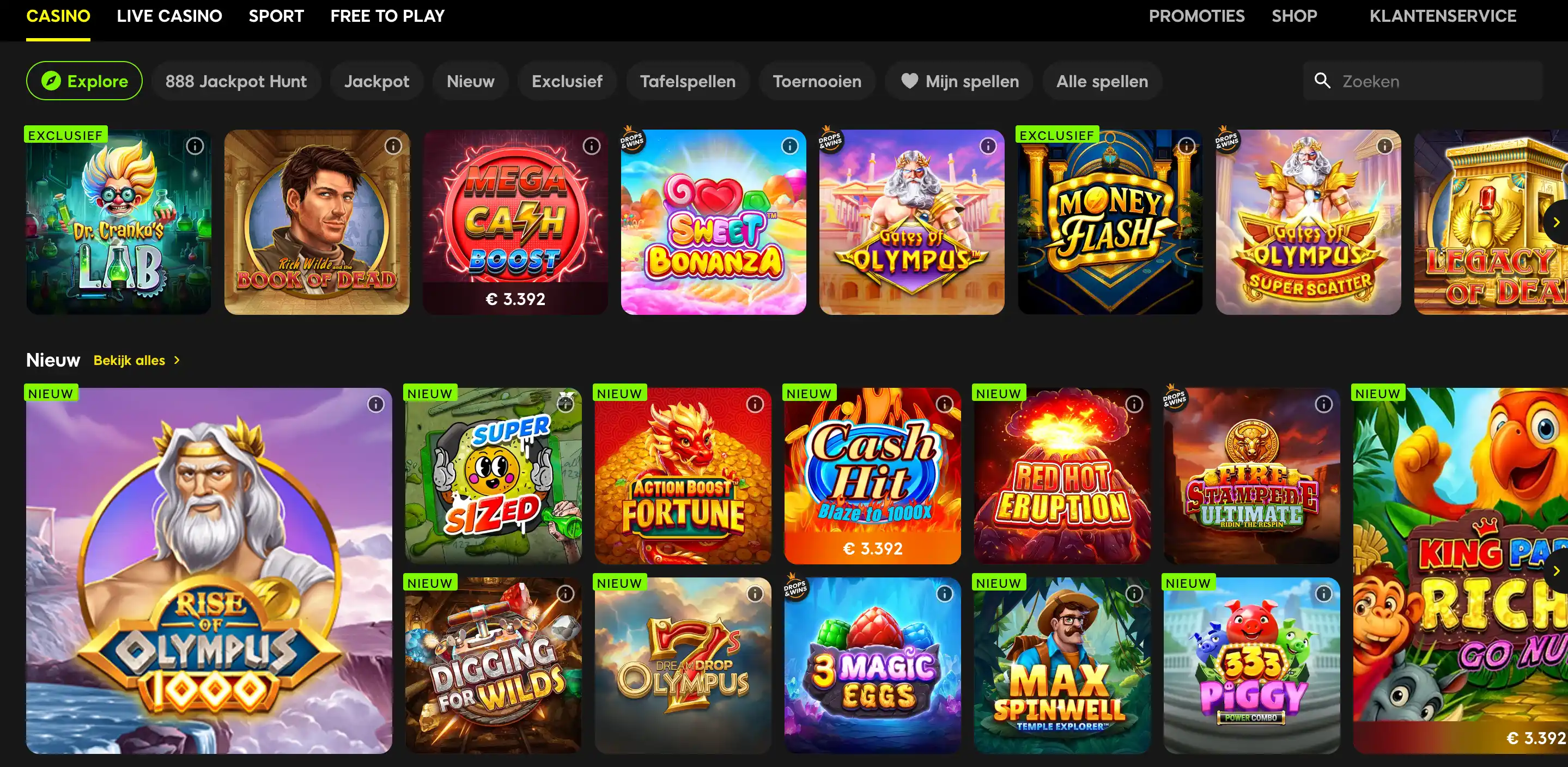 Online slots bij 888 Casino