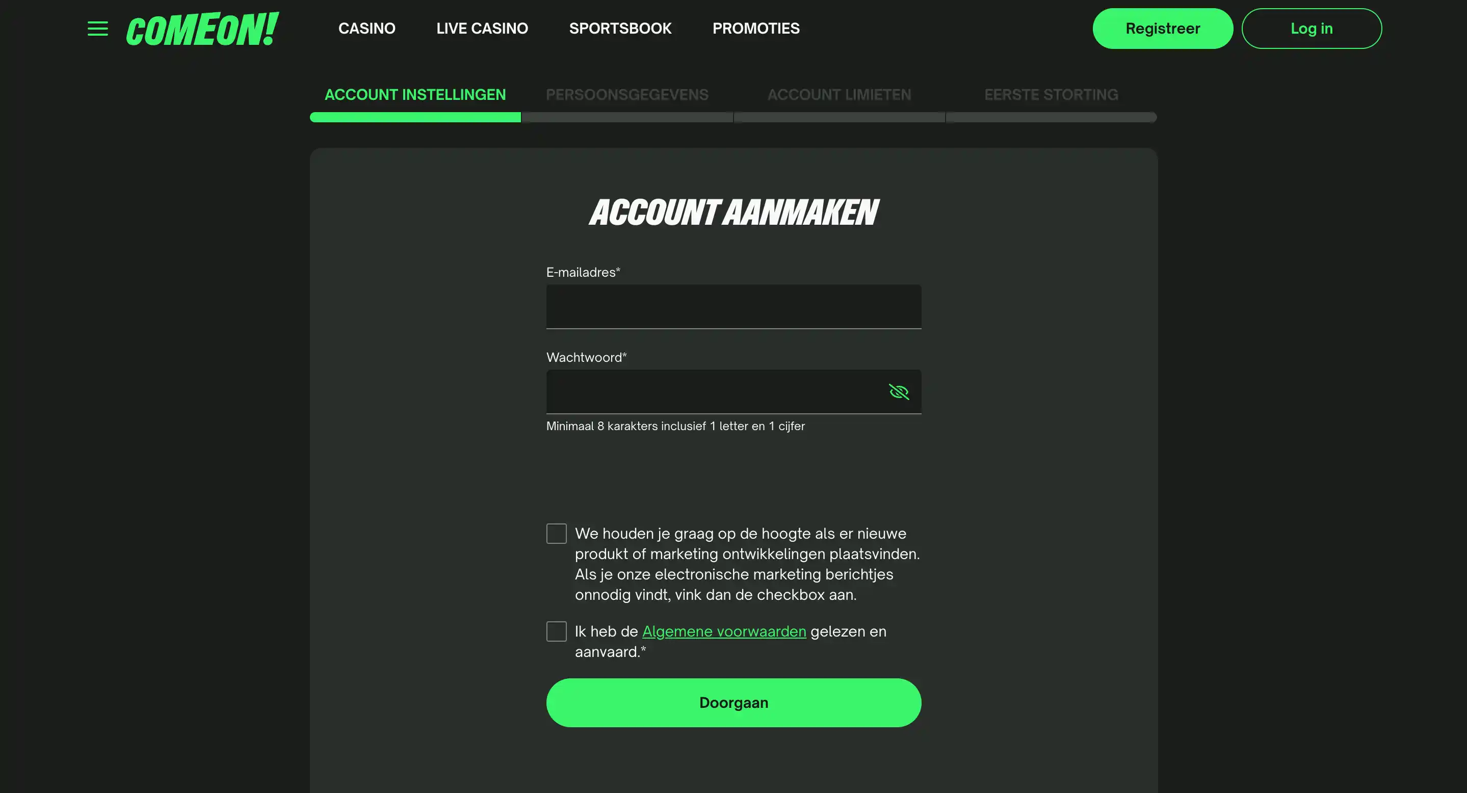 Registreren bij ComeOn Casino Nederland