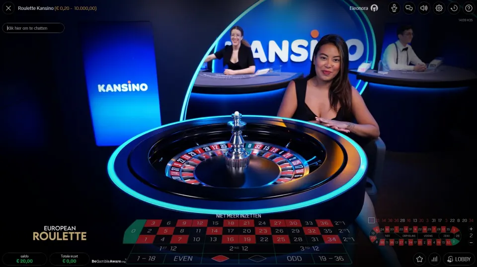 Roulette en blackjack bij Kansino Casino